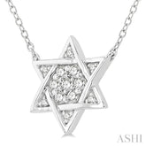 1/10 ctw Star of David Petite Round Cut Diamond Fashion Pendant With Chain in 10K White Gold
